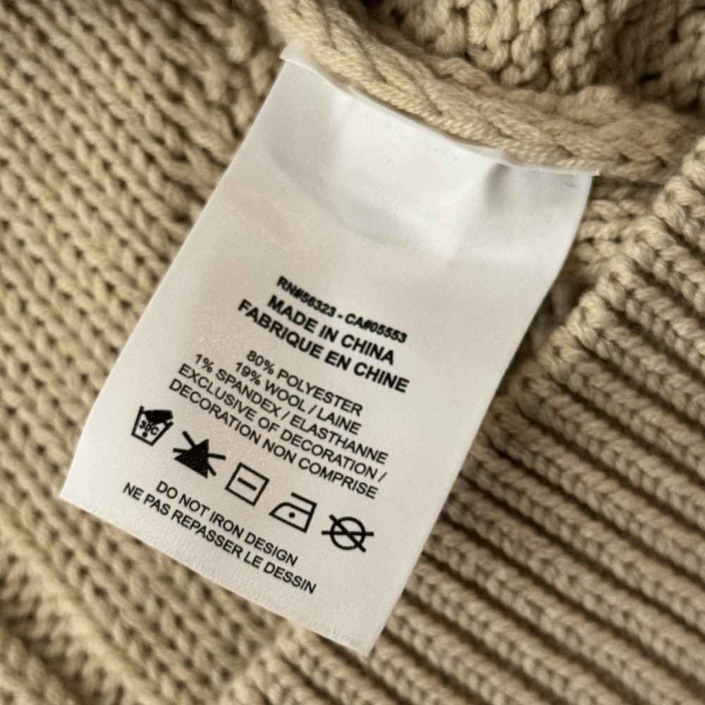Nike Sweater Men's XXL Sportswear Life Cable Knit Rattan Cream Wool Swoosh Logo - Picture 6 of 8
